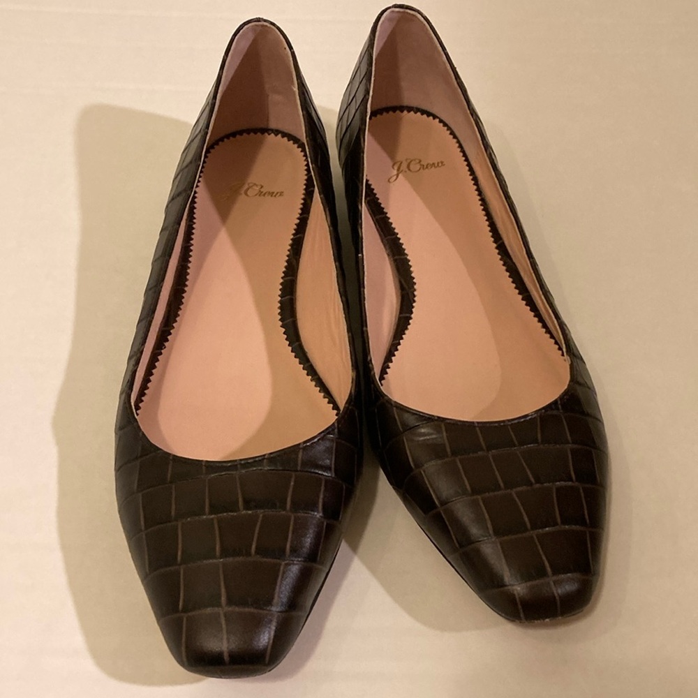 J.Crew 1/2 inch heel flats brown size 10 fall winter style staple shoes